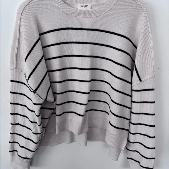 Gentle Fawn Striped Cream and Black Sweater Oversized Medium - Picture 2 of 3